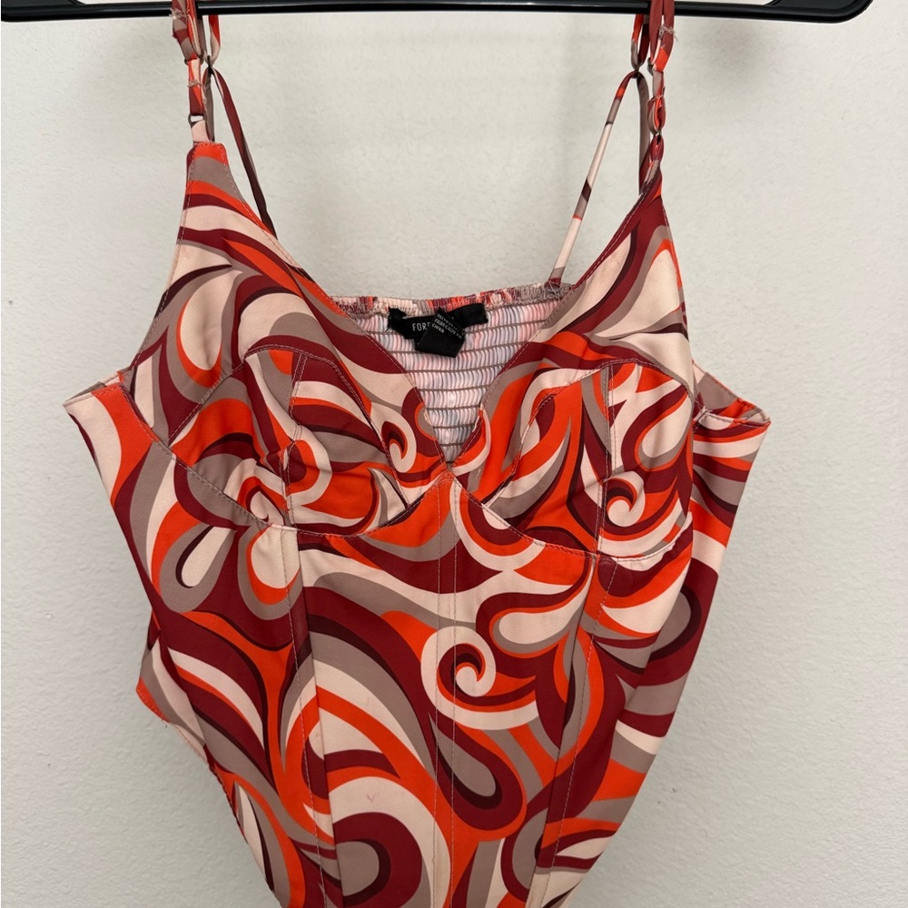 Forever 21 Red and Pink Swirl Camisole